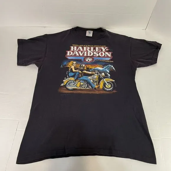Harley Davidson Vintage 1980s Graphic T-Shirt, Medium, Black, Holoubek, - Picture 8 of 10